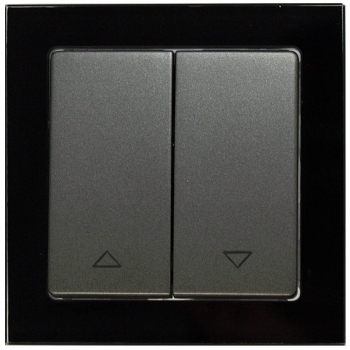 SHUTTER DOUBLE SWITCH WITH UP/DOWN--GLASS Black/Ant PANEL