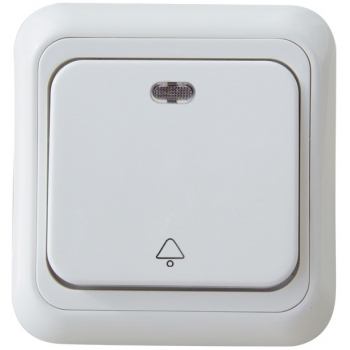 DOORBELL SWITCH WITH LIGHT ON WALL-APOLLO-WHITE