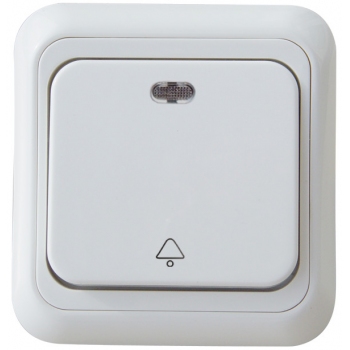 DOORBELL SWITCH WITH LIGHT ON WALL-APOLLO-WHITE