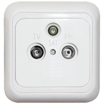 TV+SAT+FM( R) SOCKET-THROUGH-WHITE-APOLLO