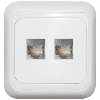 DOUBLE DATE SOCKET-RJ45 CAT5E-WHITE-APOLLO