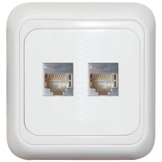 DOUBLE DATE SOCKET-RJ45 CAT5E-WHITE-APOLLO