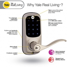 Yale Smart real Living Key Door Lock,  Phone App Remote Control,Touchscreen, User password, Z-Wave  with handgrip in Satin nicket 