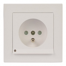 Face Glass Single Schuko Socket with LED-White glass frame