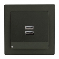 Face Dual USB charging socket with LED-Antracite