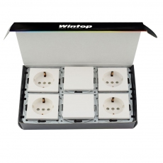 Face Single Switch*2pcs + Shucko socket*4pcs-White