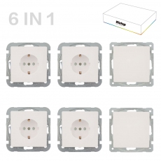 Face Single Switch*2pcs + Shucko socket*4pcs-White