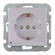 Face Shuko Socket with LED-Silver
