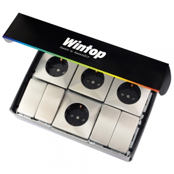 Lux Metal Double Switch- without frame- stainless steel-2pcs double switch+4pcs single shuko socket