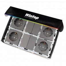 System 55 Face Double Switch-without frame-anthracite-2pcs double switches+4shuko socket