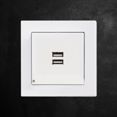 Face USB charging Socket with LED-White