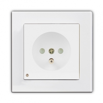 Face Single French Socket with LED-White