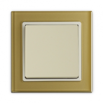 55FT - Fortune Single Switch with Gold Glass Frame,55 panel