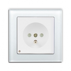 Face Glass Single French Socket with LED-White glass frame