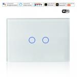eHouse WiFi触摸智能双开开关 玻璃白色