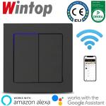 55FC FACE灰色WIFI智能双开开关，支持手机远程遥控，语音控制