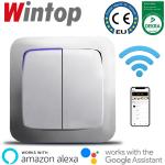 55K KARAT银色WIFI智能双开开关，支持手机远程遥控，语音控制