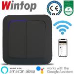 55K KARAT豪华灰色WIFI智能双开开关，支持手机远程遥控，语音控制
