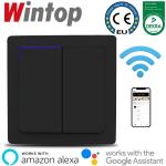 63L LUX系列灰色WIFI智能双开开关，支持手机远程遥控，语音控制