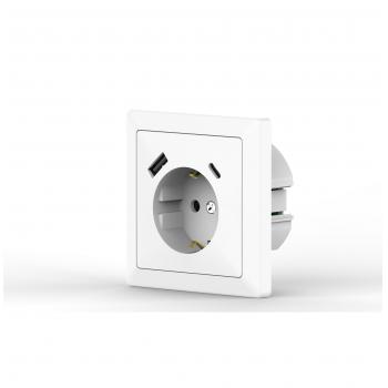 1238L-S100   LUX Schuko socket with USB