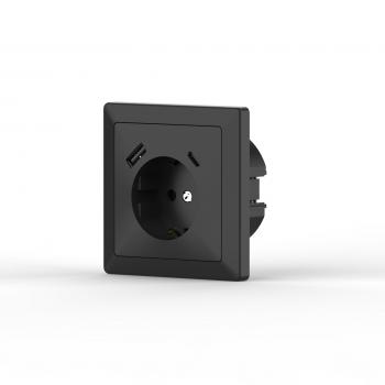 1238L-S340   LUX Schuko socket with USB