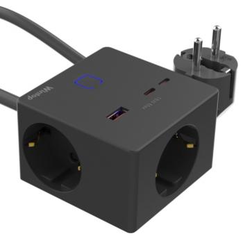 Socket3 with cable  3 SK+USB A+2C black