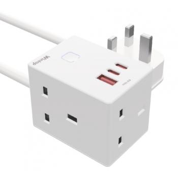 Socket3  with  cable  3 BS +USB A+2C white