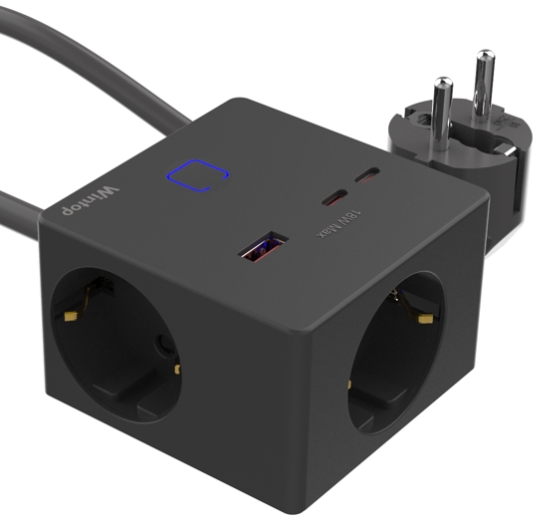 Socket3 with cable  3 SK+USB A+2C black