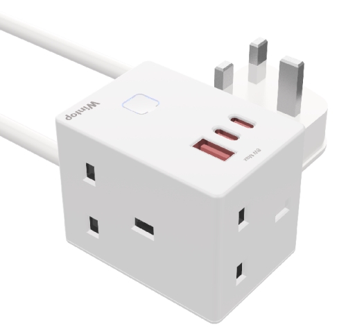 Socket3  with  cable  3 BS +USB A+2C white