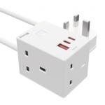 Socket3  with  cable  3 BS +USB A+2C white