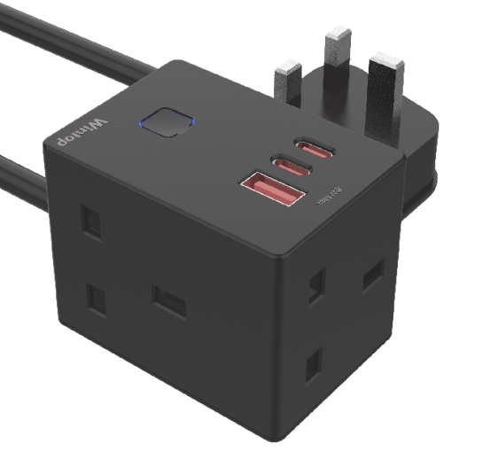 Socket3  with  cable  3 BS +USB A+2C black
