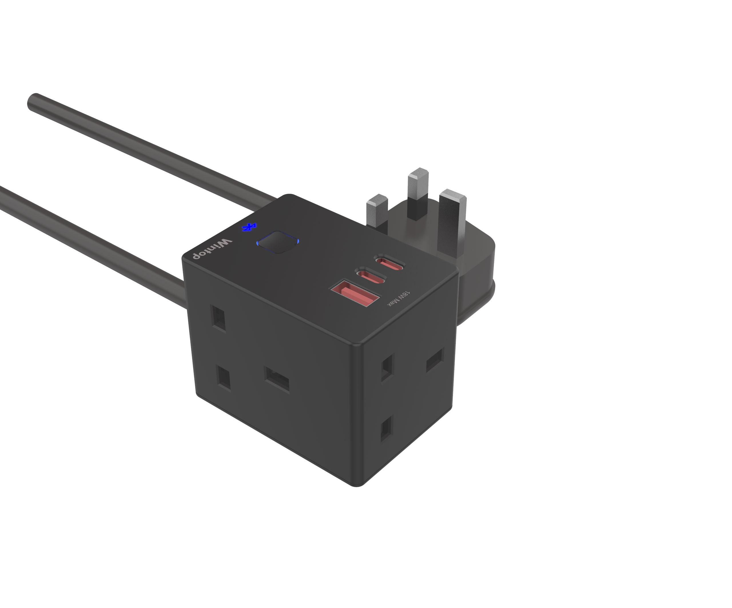 bSocket3 BT with 1.5m cable  3 BS+USB A+2C black