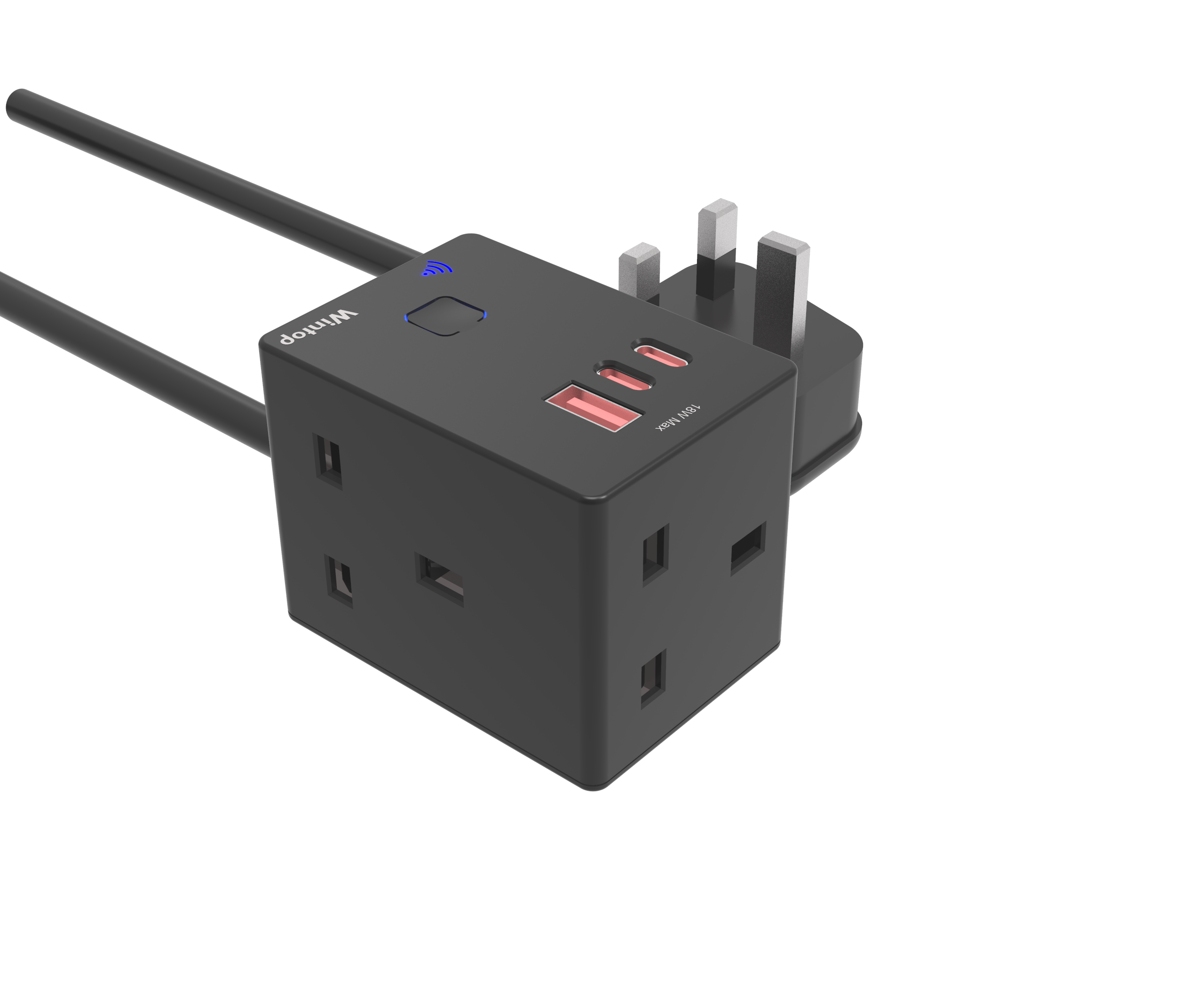 eSocket3 Wifi with cable  3 BS+USB A+2C black