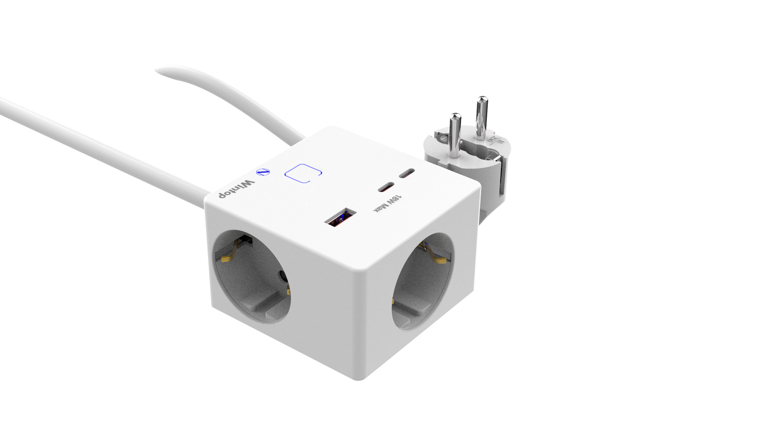 gSocket3 Zigbee with 1.5m cable 3 SK+USB A+2C White