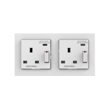 13A 2 gang DP swithed socket outlet with USB C