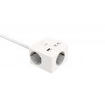 Socket3 with cable  3 SK+USB A+2C white