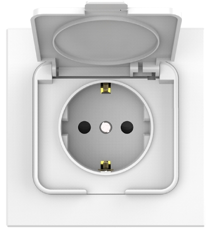 Schuko socket insert outlet with hinged lid