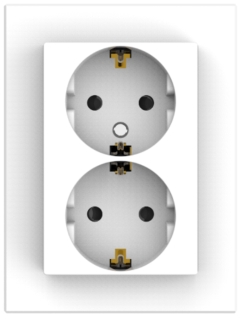 Flushed mounted double schuko socket with Fc frame-screw-white
