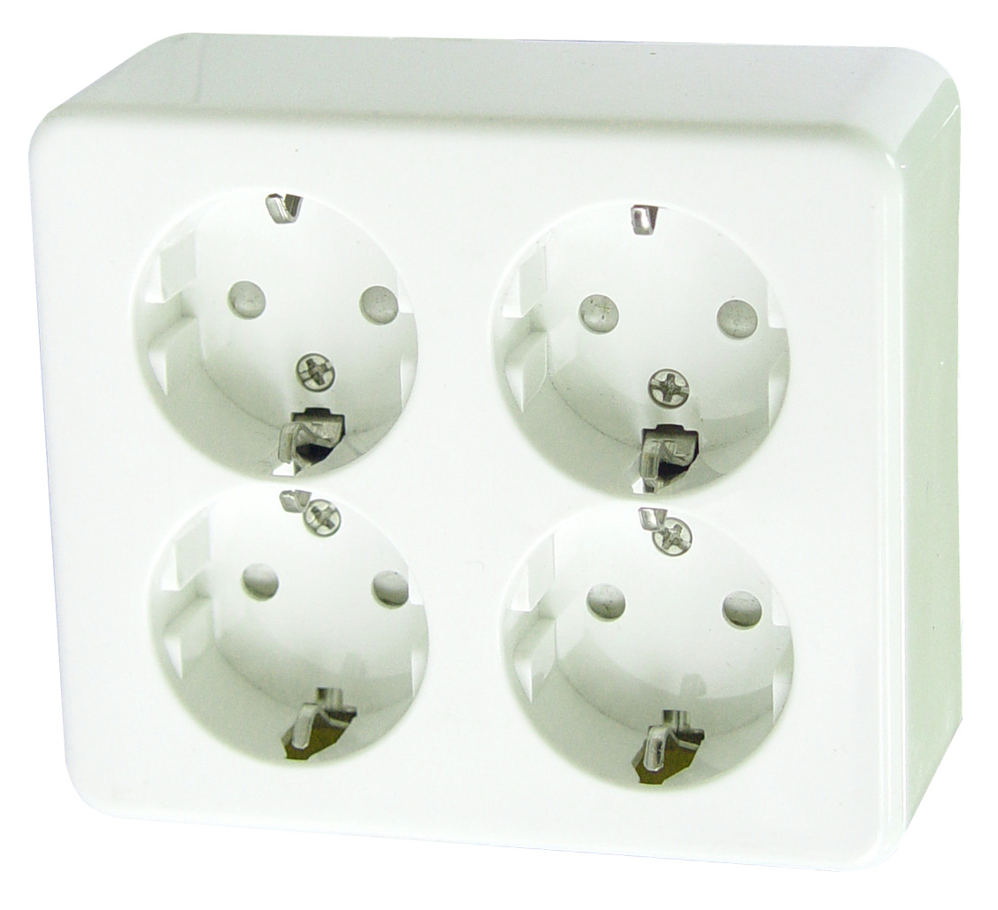 Unique Four-way Schuko Power Socket with Child Protection