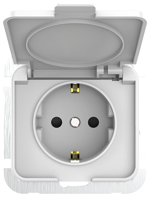 55FCS SCHUKO socket outlet with hinged lid without frame Nordic Version