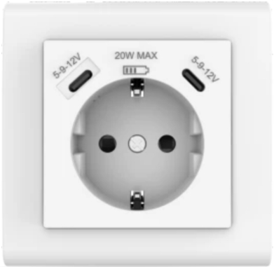 55Fm Famous Shuko USB A+C Socket