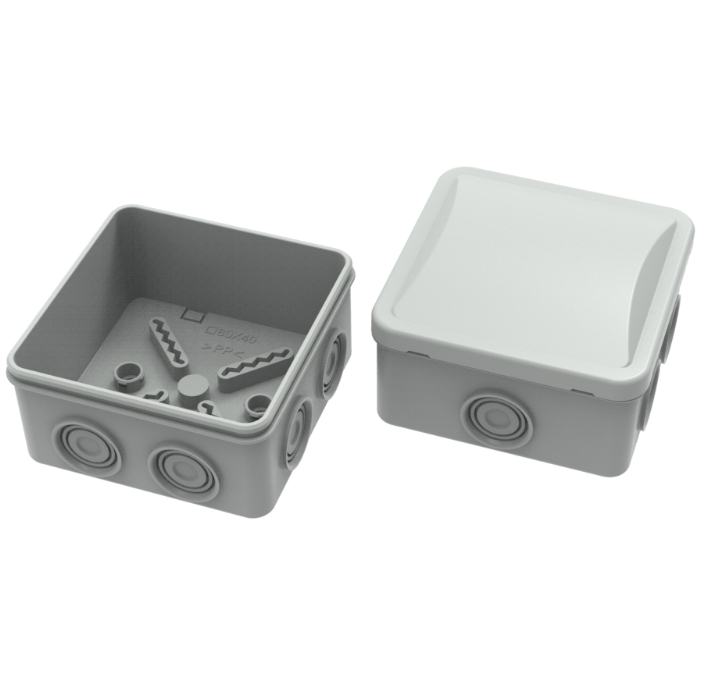 Square Waterproof Mounting Box IP44 80mm