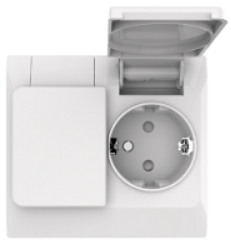 IP44 Double schuko socket with hinged lid
