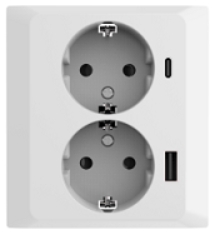 Double Schuko Socket with USB A+C